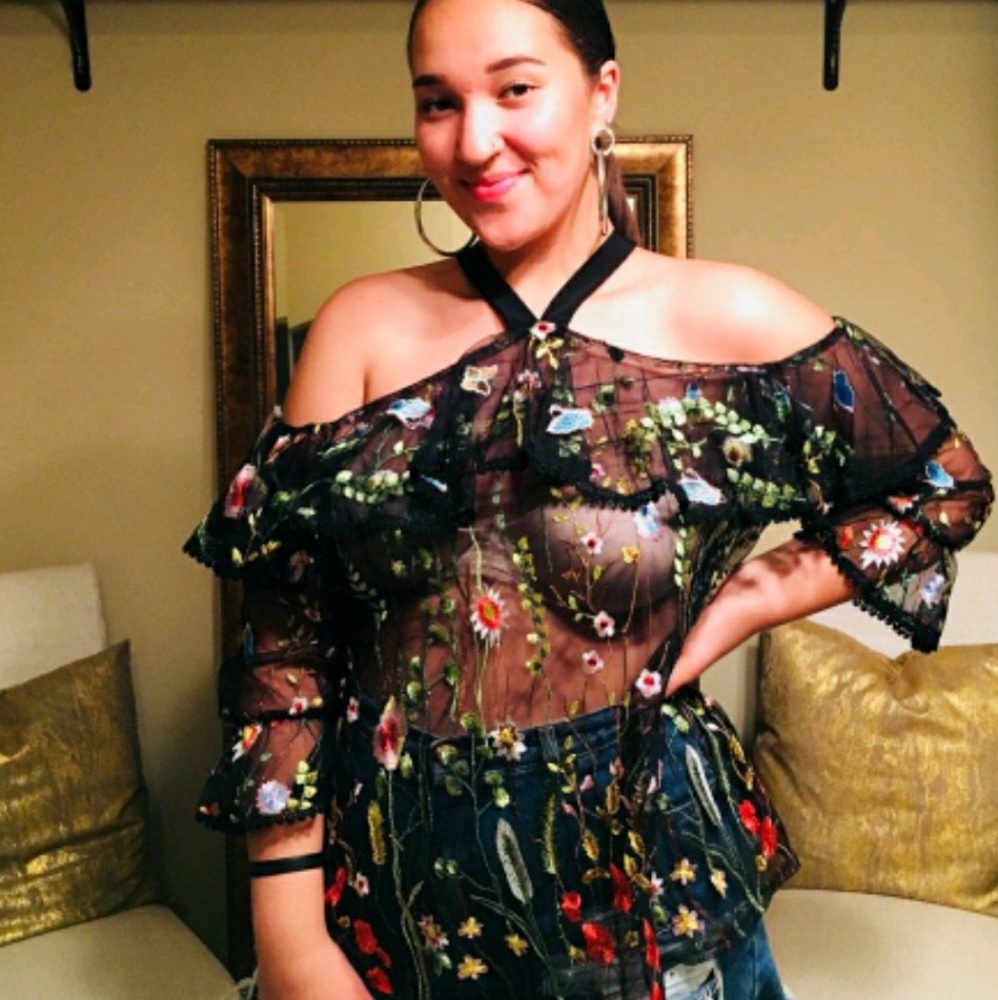 Sheer Embroidery Top